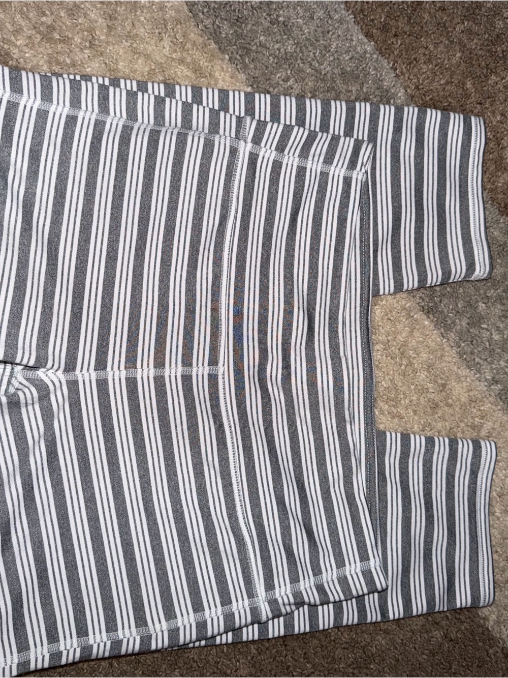 Athleta Gray and White Striped Leggings